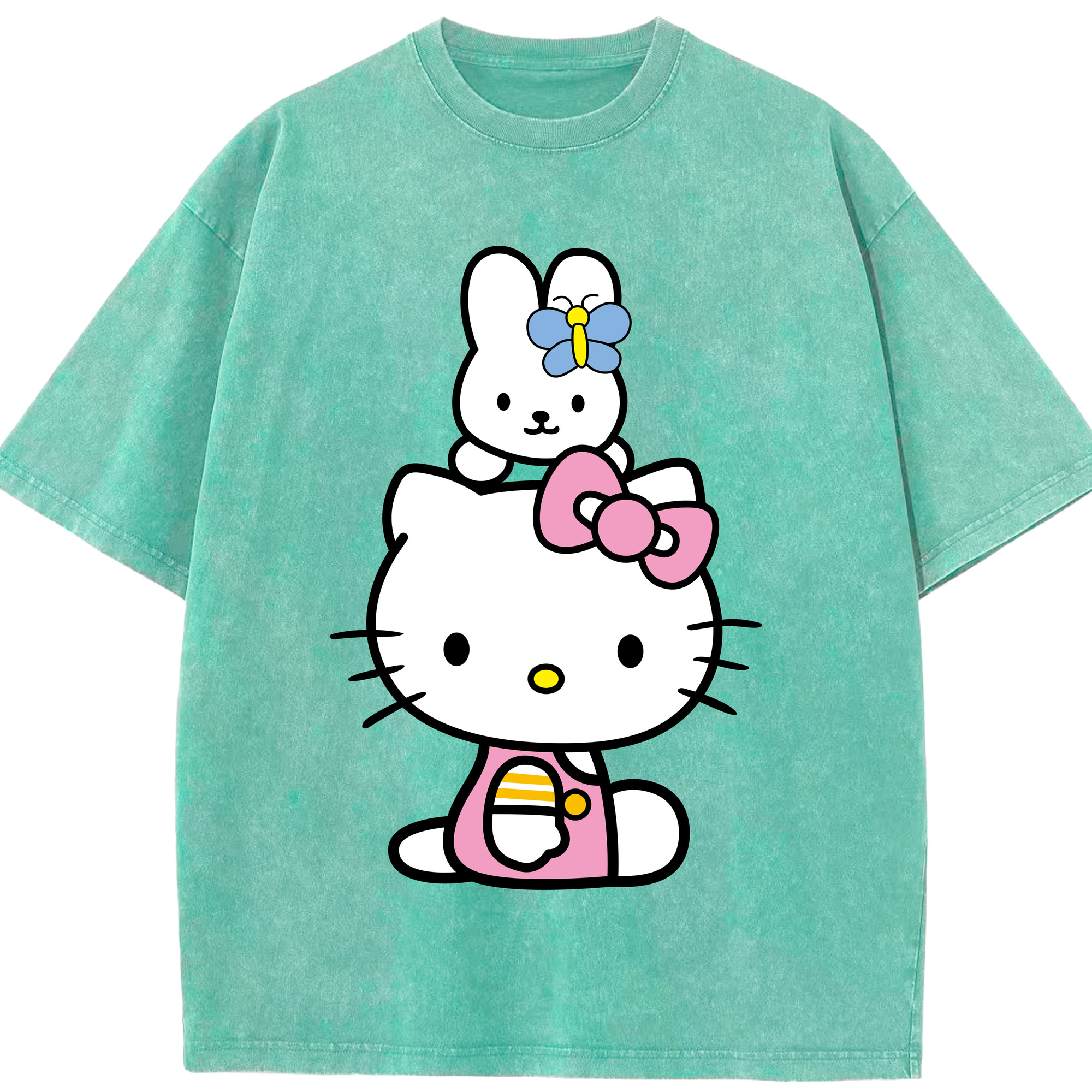 （画像用） Hello Kitty ハローキティ 綿100% ヴィンテージ風 半袖Tシャツ（フロントプリント）